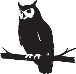 Obraz premium Silhouette of an owl perched on a branch, a wise symbol for knowledge, night, or nature.