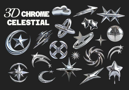 Futuristic Celestial Chromes Element Design Set