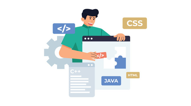 IT Specialist Working with Typography, System Configuration Panels, and Digital Assets for Website and Application Development Process