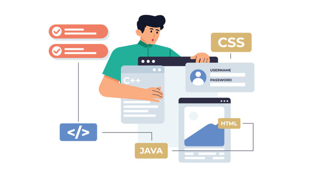 Software Developer Analyzing Data Visualization, Performance Charts, and Interactive Dashboard Interface for Application Monitoring and Optimization