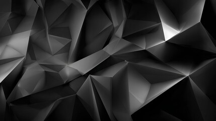 Fototapeta premium Abstract Geometric Pattern: A visually stunning monochrome pattern, characterized by its sharp angles and multifaceted forms, creates a captivating play of light and shadow.