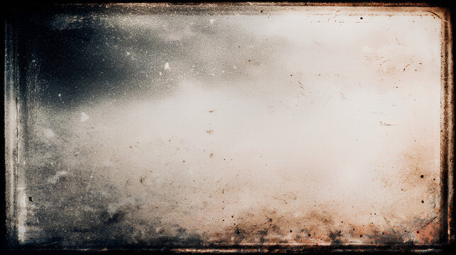 Vintage Distressed Scratched Old Photo Light Leaks Film Grain Dust and Scratches Texture Overlay With Vignette Border