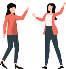 The girls talking together.