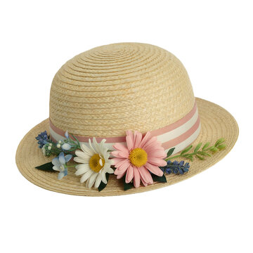 straw hat with flower