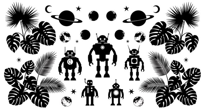 Retro Robots and Tropical Plants in Space.