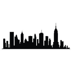Fototapeta premium Black silhouette of a modern city skyline against a white background