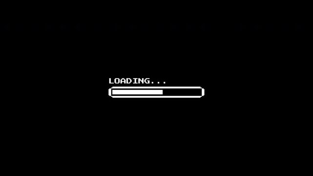8 bit loading on a black background suitable for web design, software development, technology articles, uxui projects, and blog posts.