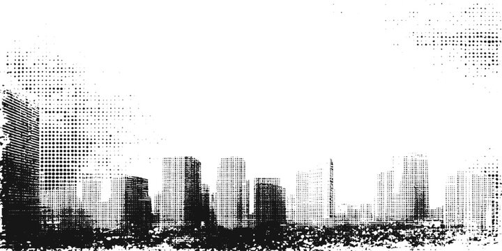 City grunge halftone vector overlay with subtle noise distressed urban texture transparent background effect.