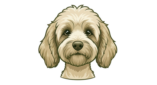 Cute Doodle Dog Portrait Illustration - Adorable Fluffy Pet Face