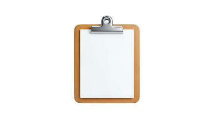 Clipboard with blank paper and metal clip