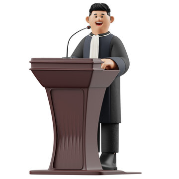 Prosecutor Speaking at Podium with Microphone