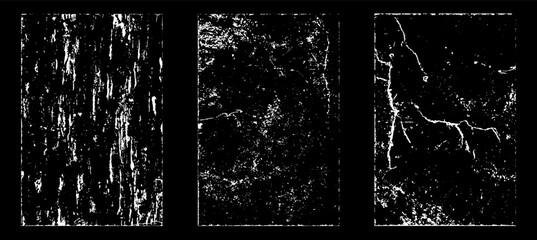 Grunge worn paper effect. Overlay texture stamps with old paper. Stamps distress grain surface dust and rough background concept. Illustration place over object to create grunge effect. Vector EPS10.
