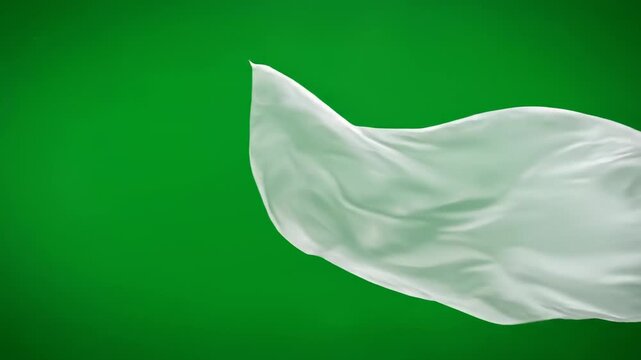Flowing white fabric undulating and waving eerily on a green screen horror, loop, decoration