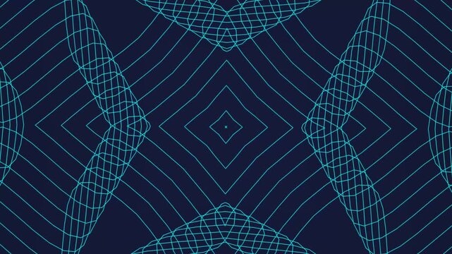 Abstract geometric pattern of interconnected lines on a dark blue background