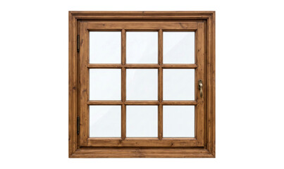 Obraz premium Old wooden window frame isolated on transparent background, PNG