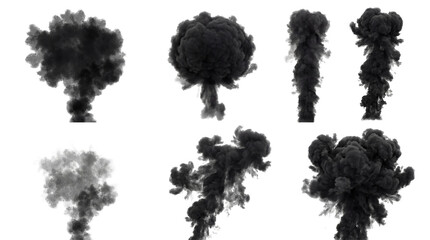 explosion clouds and smoke plumes in various formations, captured in high-detail © Glenn