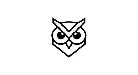 Minimalist Owl Logo Icon, Geometric Design, Vector Art