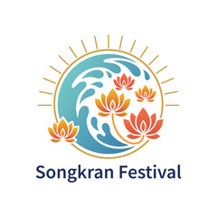 Fototapeta premium Traditional Thai Water Festival Celebration Logo
