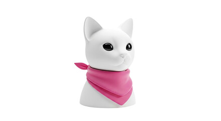 Obraz premium White cat bust with pink bandana