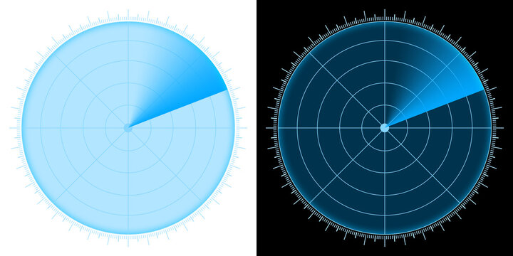 Radar Screen Interface Futuristic Blue  with Rotating Scan Beam and Circular Grid Technology Background