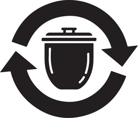 Obraz premium Recycling symbol with trash can and circular arrows logo