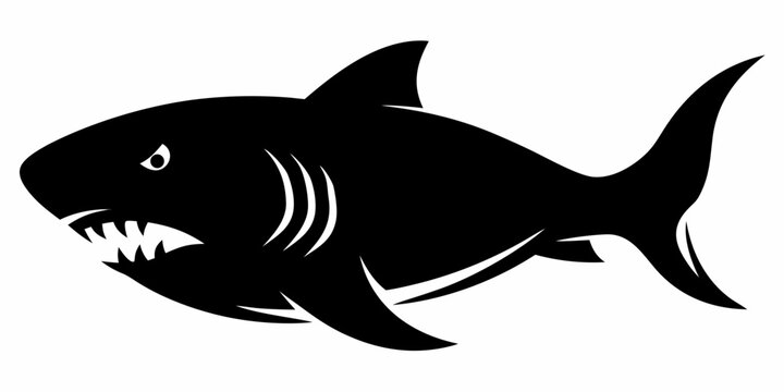 angry great white shark silhouette vector illustration