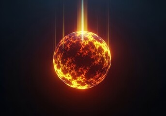 Fototapeta premium Abstract digital rendering of a glowing orb rapidly falling through a vacuum, illustrating sudden, limited availability and high velocity, ephemeral, dynamic, flash