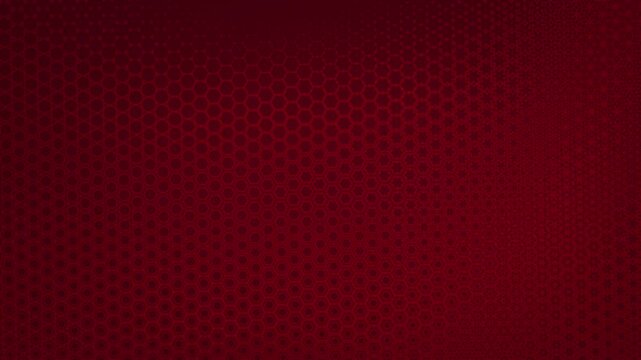 Elegant deep red video pattern with repeating hexagonal geometry, gradient density shifts, rhythmic pulsing motion and subtle golden accents creating depth, seamless loop.