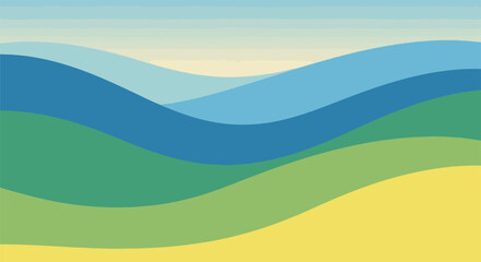 Obraz premium A colorful, minimalist landscape featuring layered hills and a gradient sky