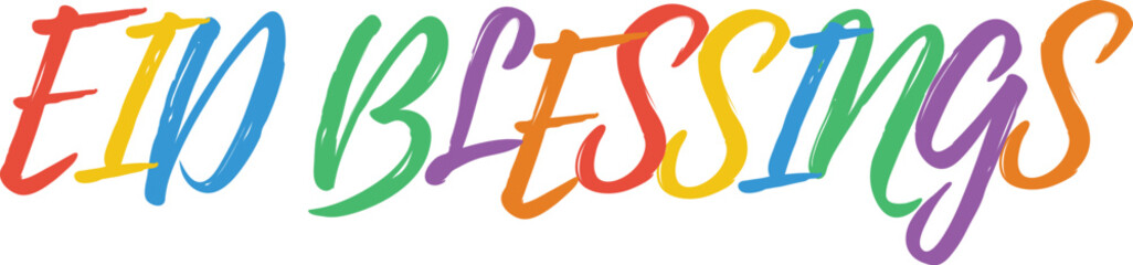 Eid blessings, a vibrant and cheerful handwritten inscription for islamic holiday greetings on a transparent background © Md Asif Shahnaoaz