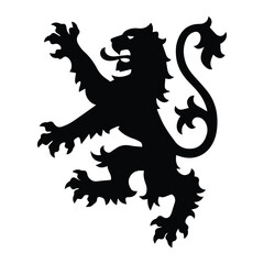 Scottish lion rampant Icon Silhouette vector black design on a white background © 4k Vectors