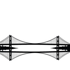 Fototapeta premium Modern suspension bridge silhouette in black