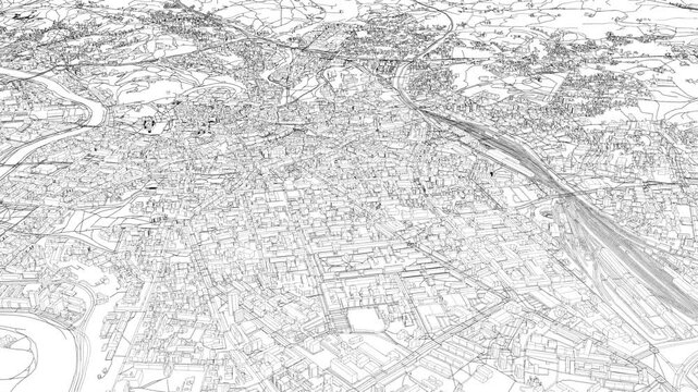 3D looped animation of city - Vilnius Lithuania