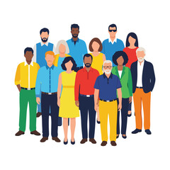 Fototapeta premium A diverse group of people from various backgrounds, depicted as illustrations