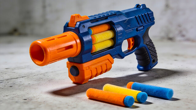 Toy nerf gun with soft foam bullets, Kids blaster toy, Fun game for children