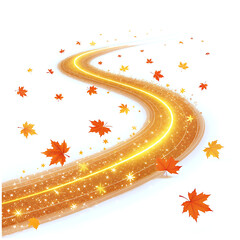 Golden Abstract Light Wave Trail with Spark Particles PNG, Luxury Glitter Flow Effect Isolated