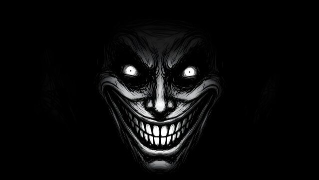 Creepy Clown Face with Menacing Grin.