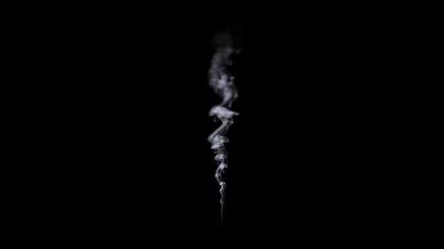 Cigarette smoke, Candle smoke trail, White smoke isolated on a black background Loop, Ultra HD 4k