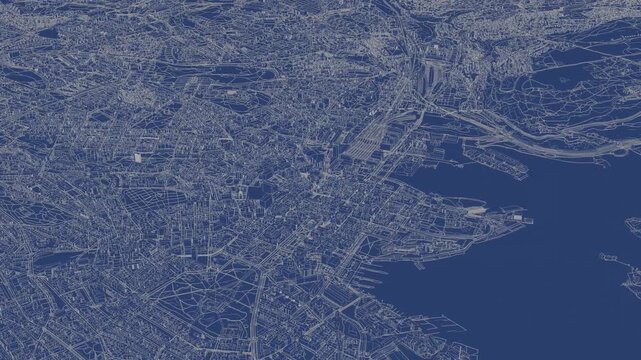 3D looped animation of city - Oslo Norway