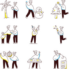 Pack of Events Doodle Style Illustrations 
