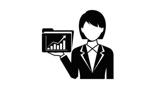 Businesswoman Showing Data on Tablet with Increasing Graph Trend