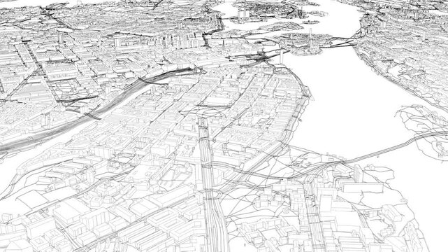 3D looped animation of city - Stockholm Sweden