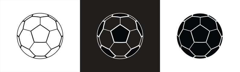 Obraz premium Four oval shaped black and white soccer ball icons display various outline and solid styles