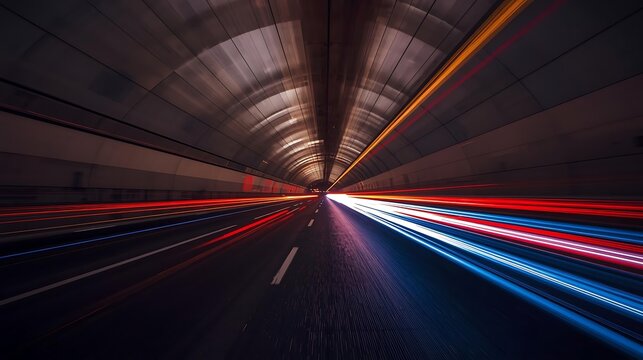 A captivating journey through a tunnel of light and speed, creating a dynamic visual experience