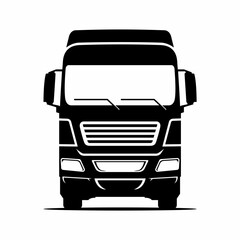 Vector illustration of 18 wheel industrial large truck car front view.