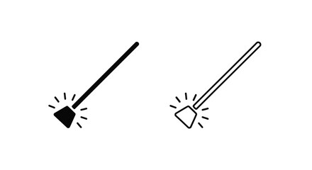 Two black line art depictions of magic wands with sparkling tips © Nasima
