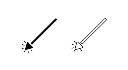 Two simple black line art illustrations of magic wands with starbursts © Nasima