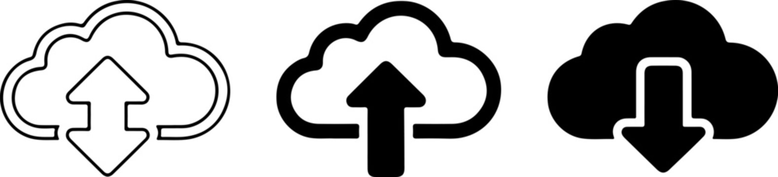 Small Cloud Icons Set Outline Style