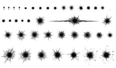 A set of black explosion and splatter vector graphics and icons © MdAtaur