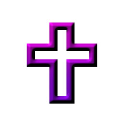Obraz premium Digital illustration of a Christian cross with Easter purple coloring. This is not generative AI